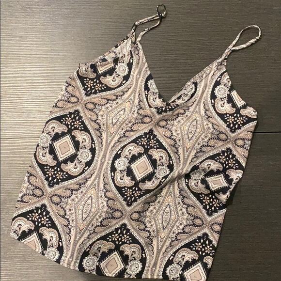 Aqua Capsule Paisley Black and Pink Tank Top Small - Picture 1 of 3